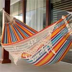 Novica Multi-Color Fringe Hammock with Tassels and Stripes