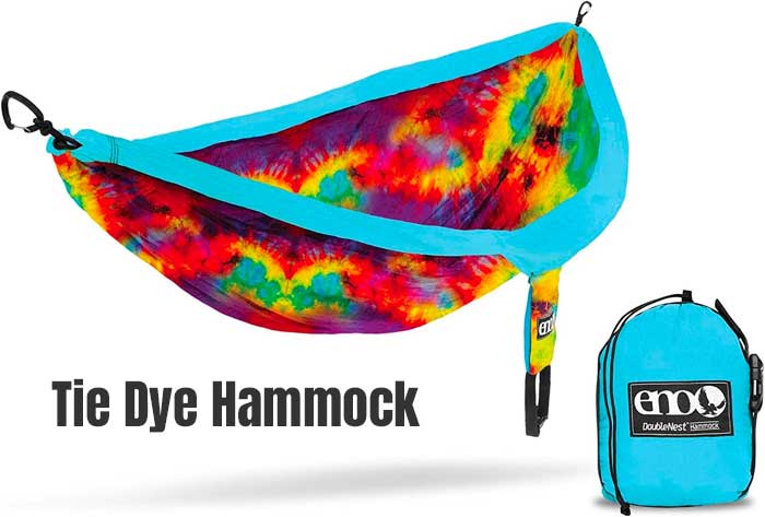 ENO Tie Dye Hammock with Carry Bag and Carabiner for Camping, Travel. Breathable Nylon Fabric Great for Sleeping
