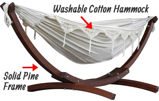 100% Cotton Hammock with Wood Frame