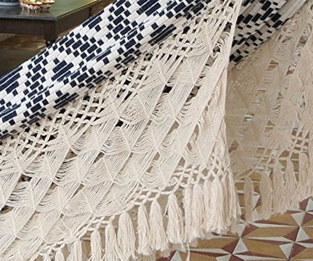 Hand Woven Fringe Hanging from XXL Hammock