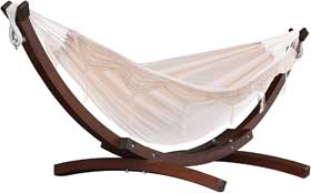 Indoor Hammock with Curved Wood Stand