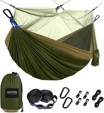Kootek Camping Hammock with Mosquito Net, Tree Straps, Carabiners and Carrying Bag