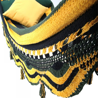 Close Up of Weave and Tassles on Mayan Crochet Hammock