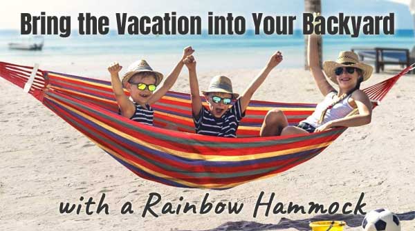 Bring the Vacation into Your Backyard with a Rainbow Stripe Hammock