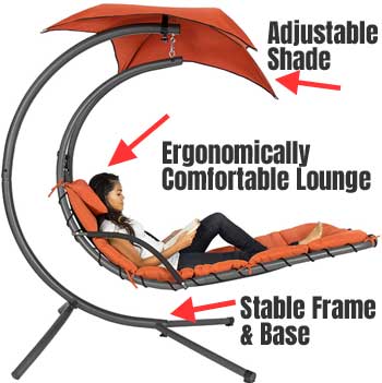 Best choice products outdoor hanging curved hotsell steel chaise lounge chair swing