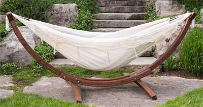 Vivere Cotton Hammock with Sold Pine Stand