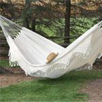 White Hammock with Crochet Fringe